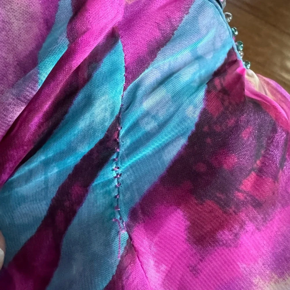 Bebe Darlin‎ Multicolor Rhinestone One Shoulder Gown